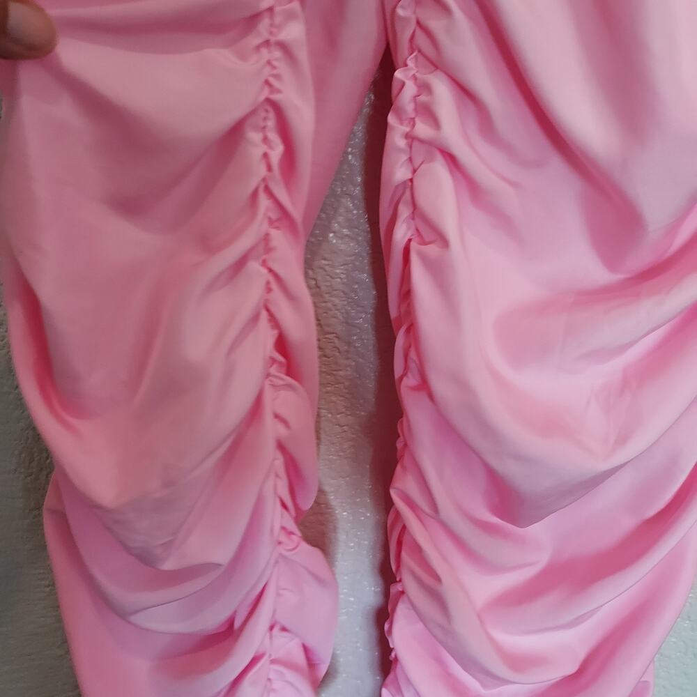 NEW Hot & Delicious Bubble Gum Pink Nylon Pull-On Jogger Pants Size M - Picture 5 of 13